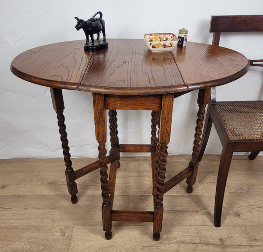 Vintage Drop Leaf Table Gateleg Barley Twist Oak 1930's Delivery Available