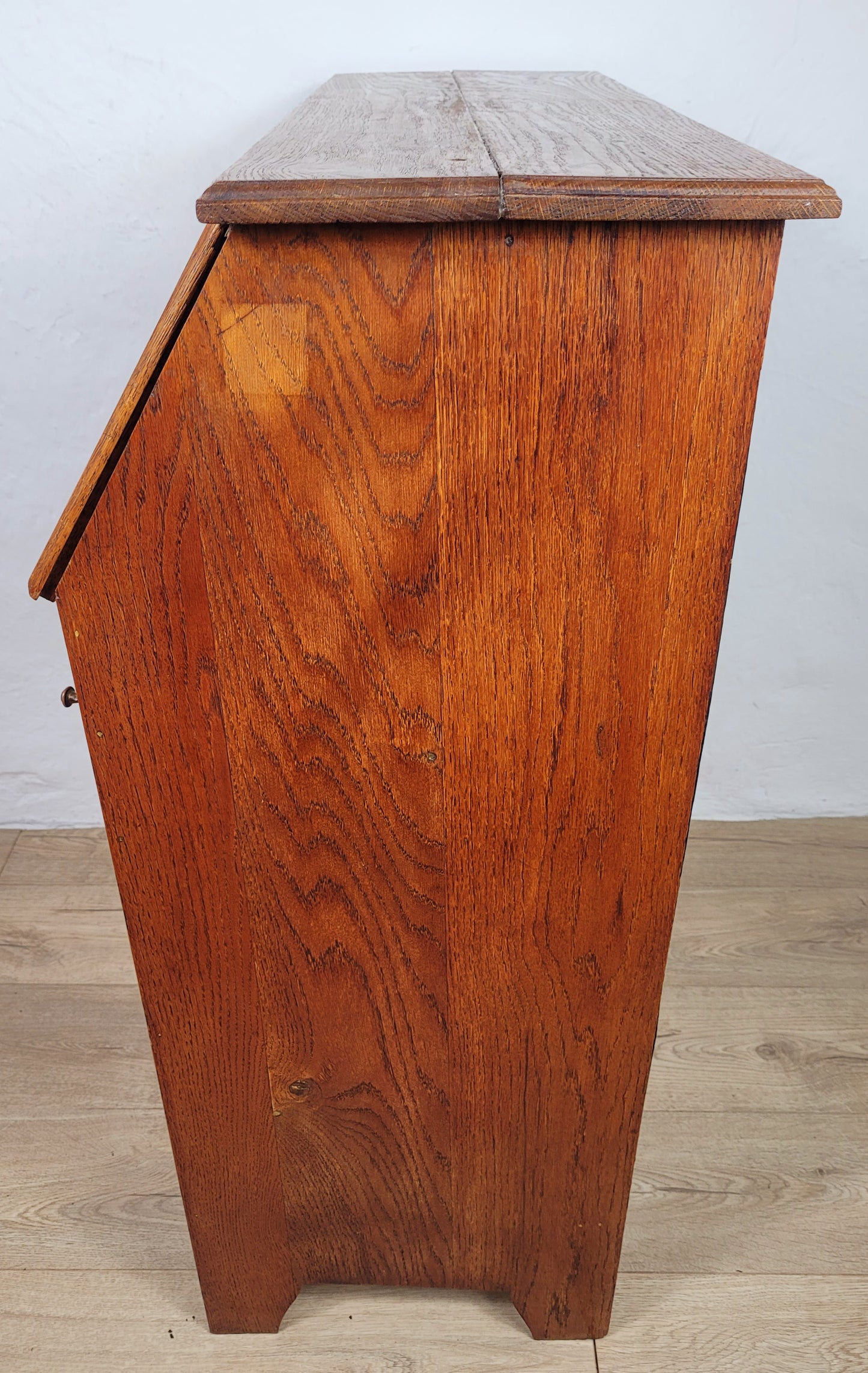 Elm Writing Bureau Desk Vintage 1930s Storage Country Rustic Delivery Available