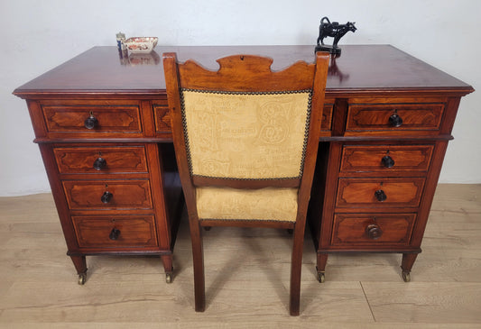 Maple & Co Writing Desk Victorian Knee Hole Castors Drawers Delivery Available