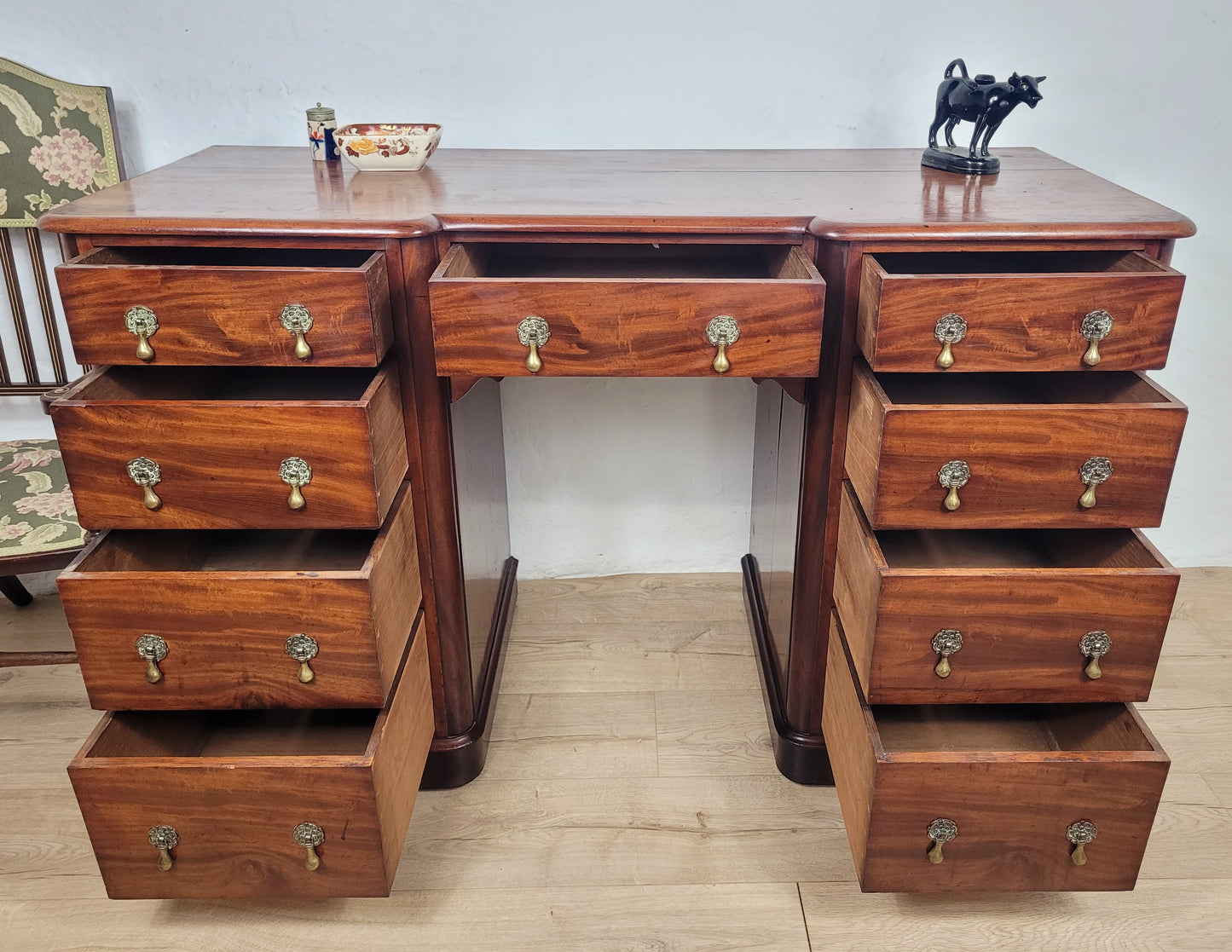 Victorian Writing Desk Knee Hole English 1890 Mahogany Antique Delivery Available