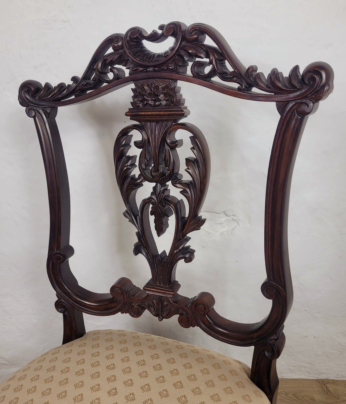 Victorian Nursing Chairs Carved Pierced Foliate Upholstery 19C Postage Available
