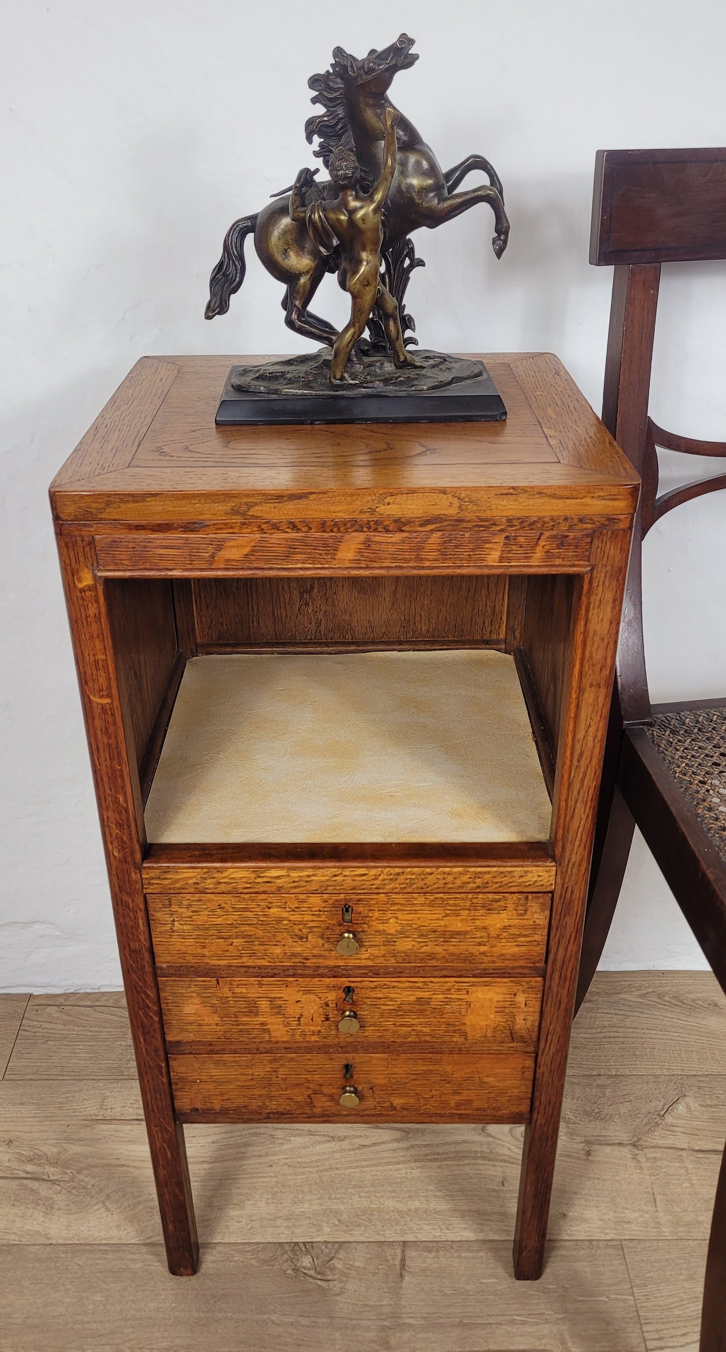 Vintage Bedside Cabinet Oak Mid 20th-Century Country Drawers Postage Available