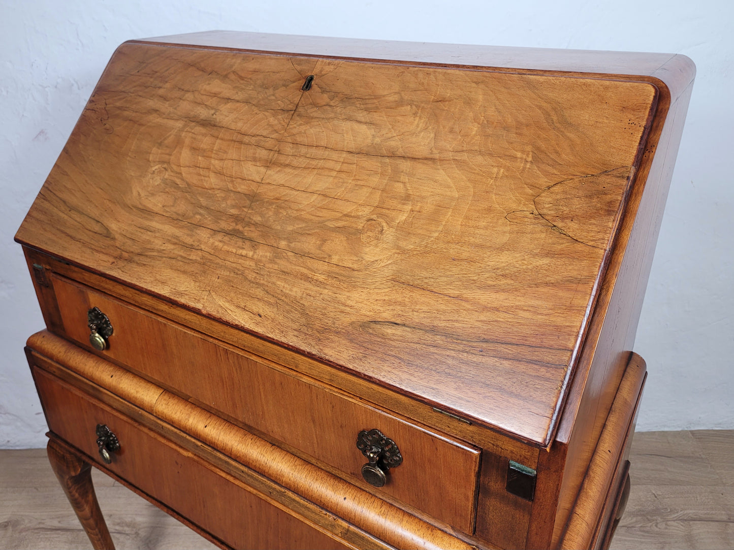 Vintage Writing Desk Denby & Spinks Walnut Cabriole Legs 1940s Delivery Available