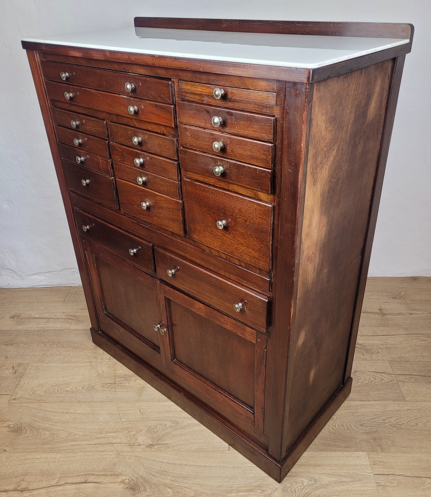 Dentist Collector Cabinet Vintage English Marble 17 Drawers Delivery Available