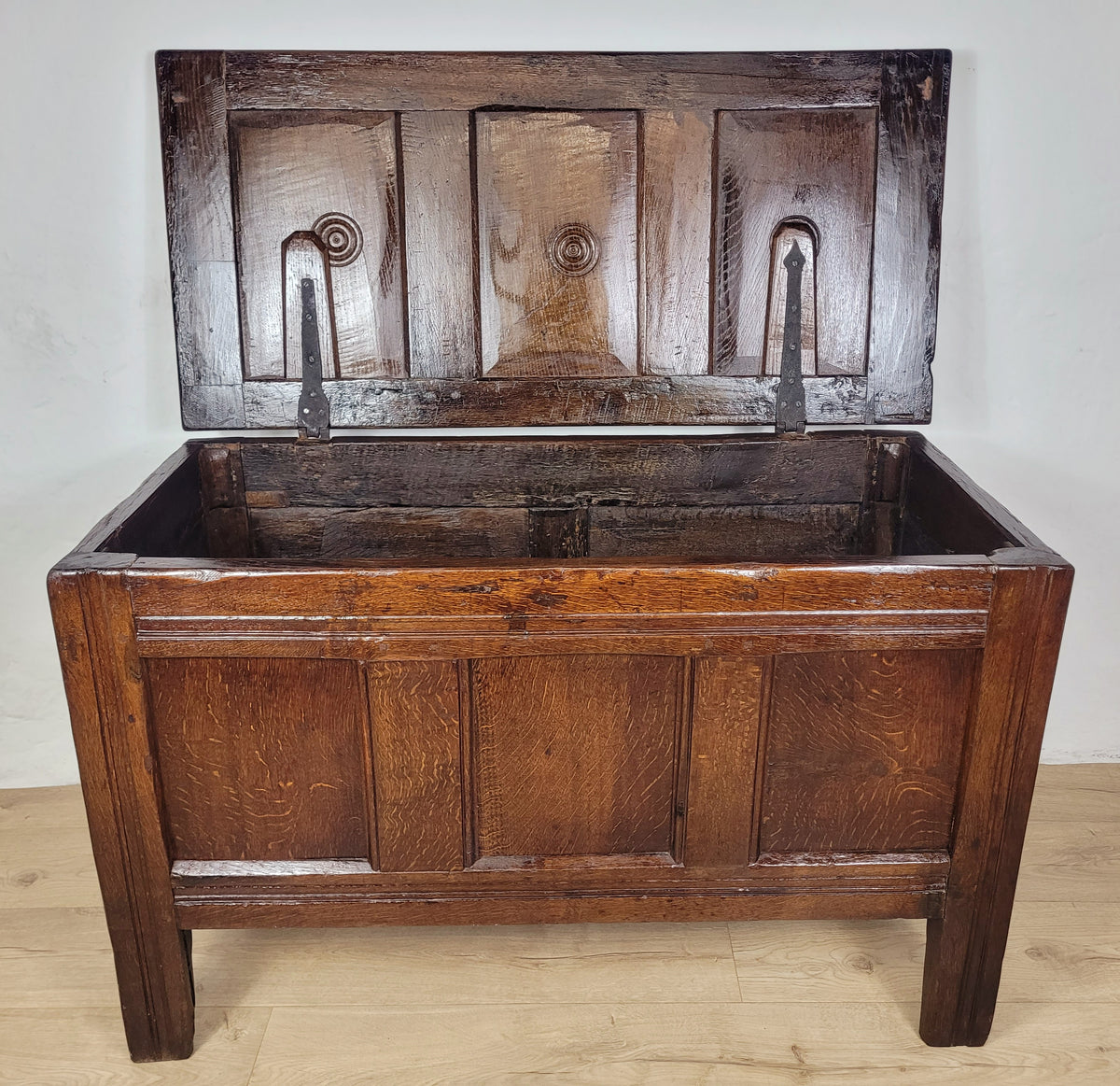 Georgian Coffer Chest Oak 19thC Bullseye English Country Delivery Available