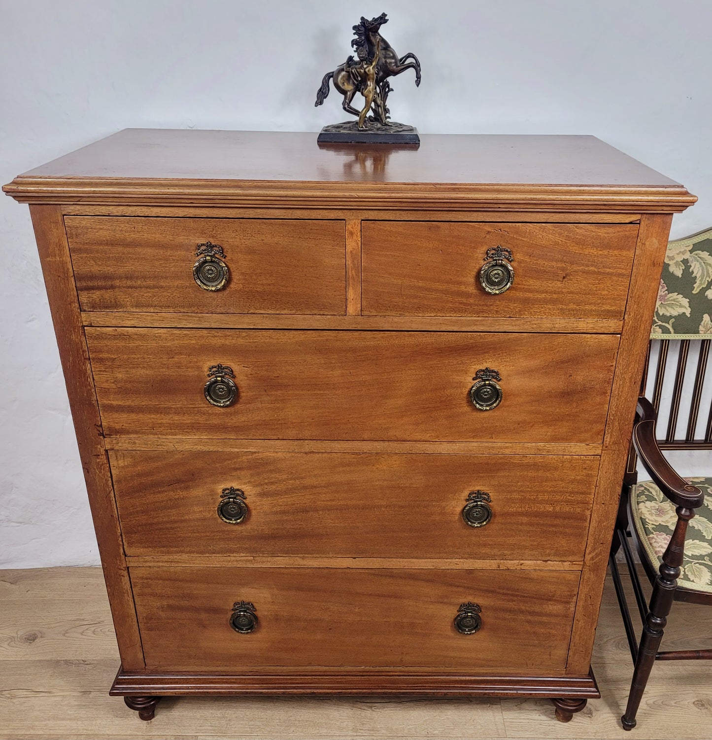 Edwardian Chest of Drawers 2 Over 3 1910s Drop Handle Antique Delivery Available