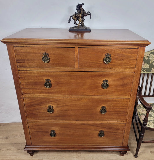 Edwardian Chest of Drawers 2 Over 3 1910s Drop Handle Antique Delivery Available