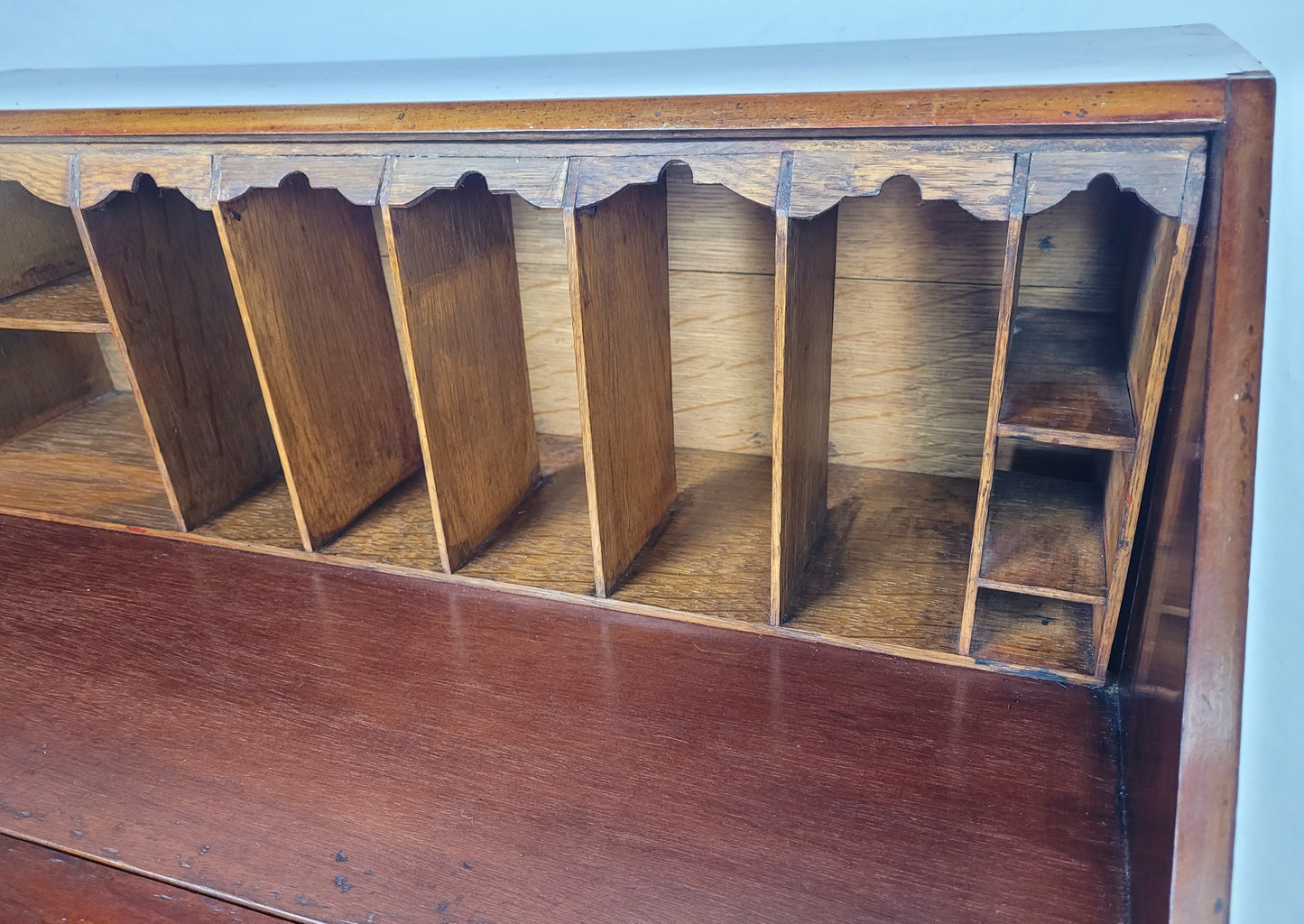 Edwardian Writing Bureau Desk Key & Lock Shell Motif 1910 Delivery Available