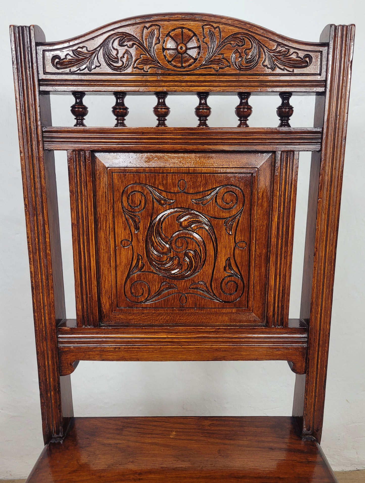 Victorian Kitchen Chair Elm Carved Panel Back 19thC Antique Postage Available