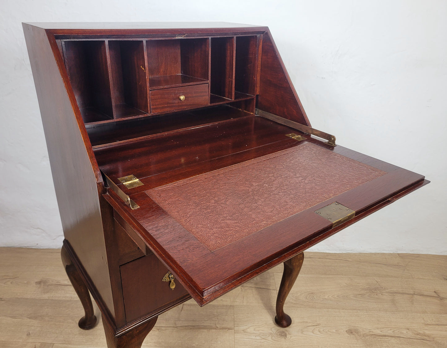 Vintage Writing Desk Bureau Leather 1930s Cabriole Legs Delivery Available