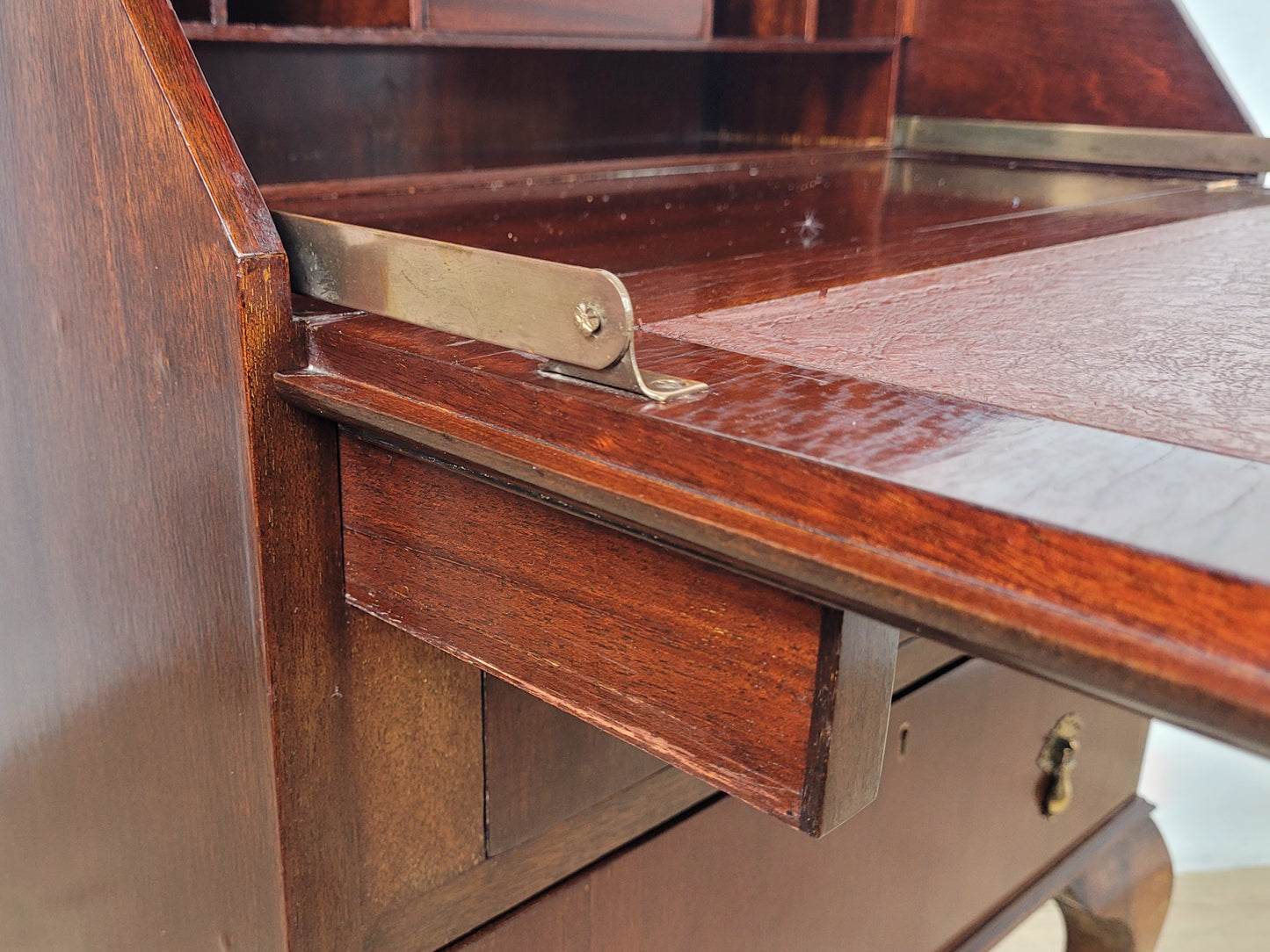 Vintage Writing Desk Bureau Leather 1930s Cabriole Legs Delivery Available