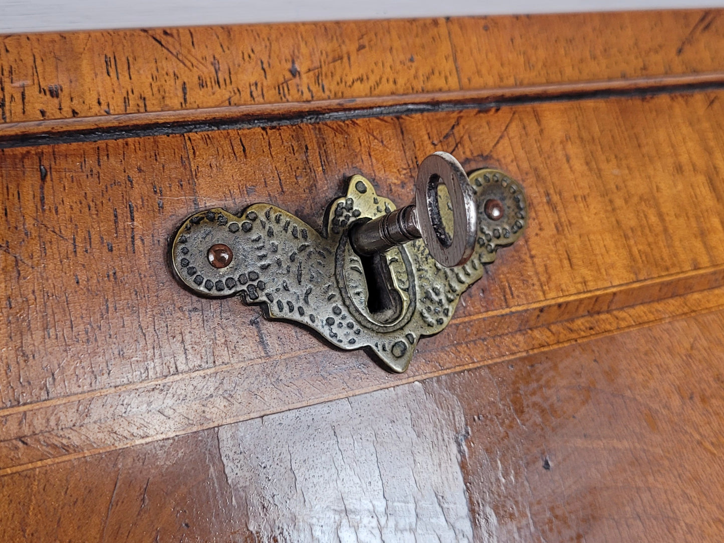 Edwardian Writing Bureau Desk Walnut 'Pratts' Lock and Key Delivery Available