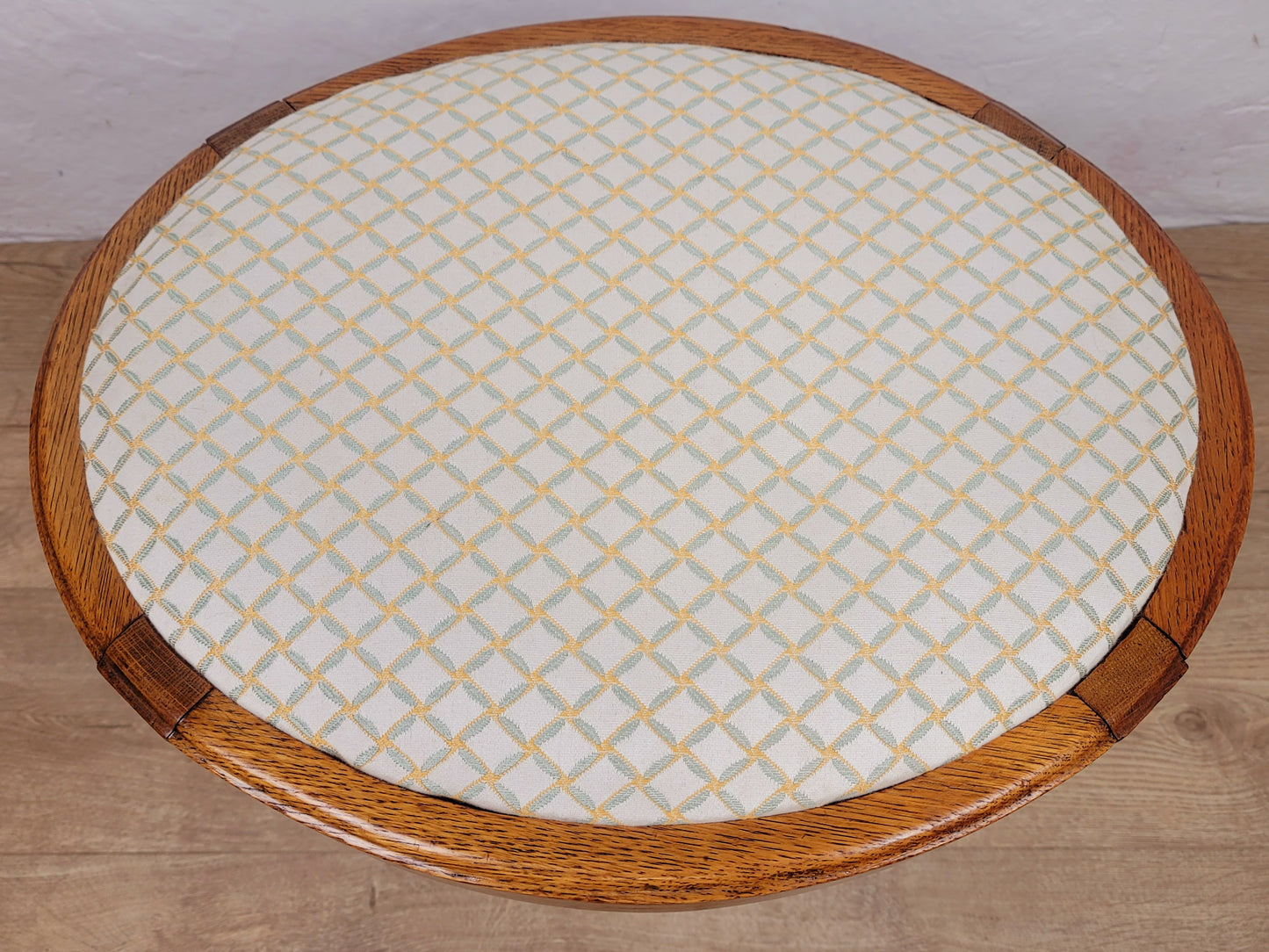 Oak Oval Pale Stool Upholstered Antique Postage Available