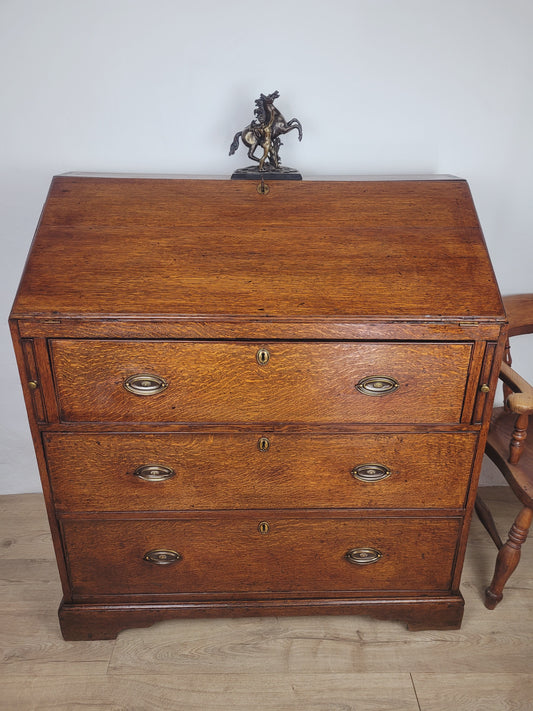 Georgian Writing Bureau Desk 18thC Oak Drop Handles Antique Delivery Available