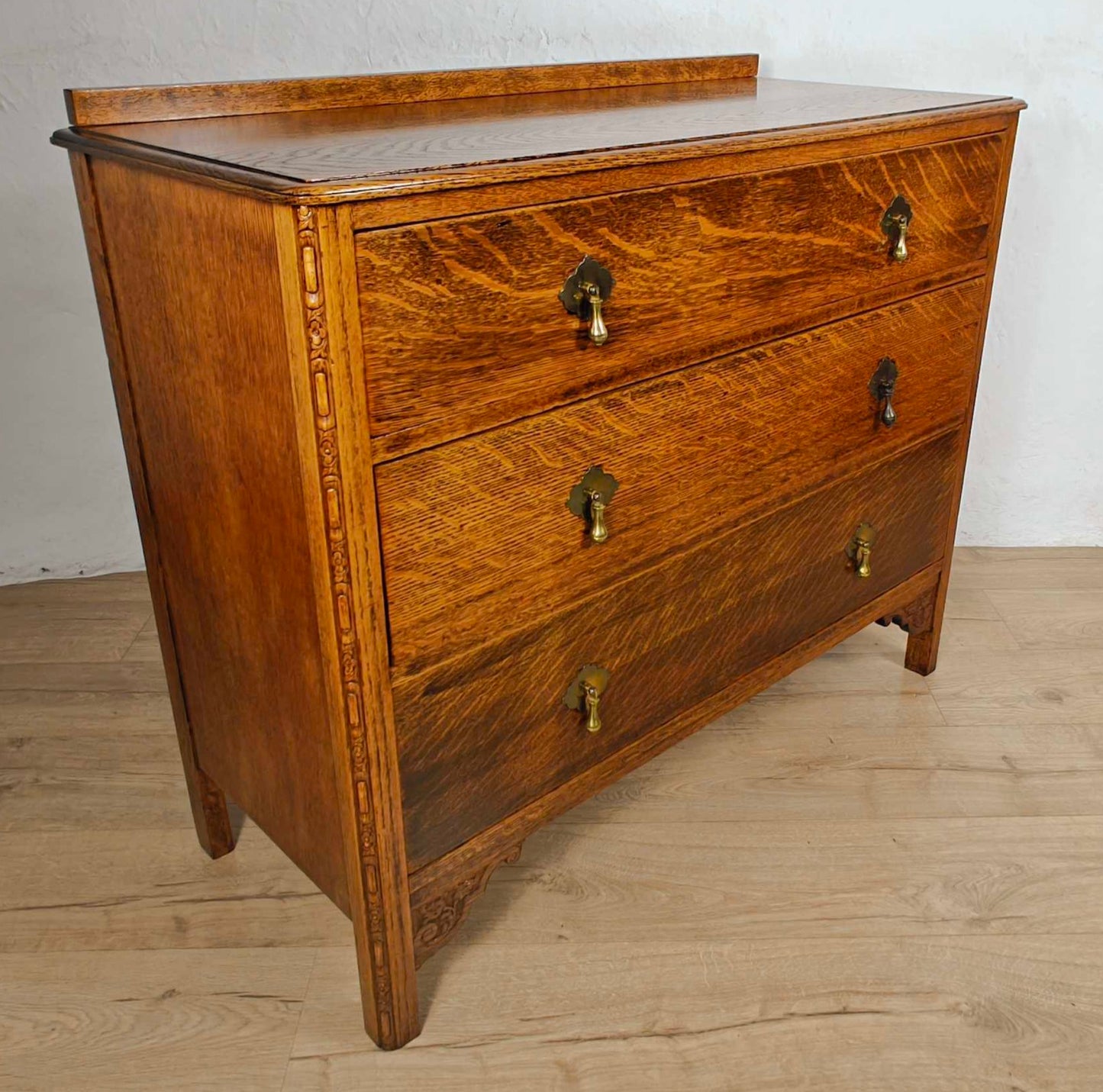 Vintage Chest Of Drawers Oak Carved Vintage 20th-Century Delivery Available
