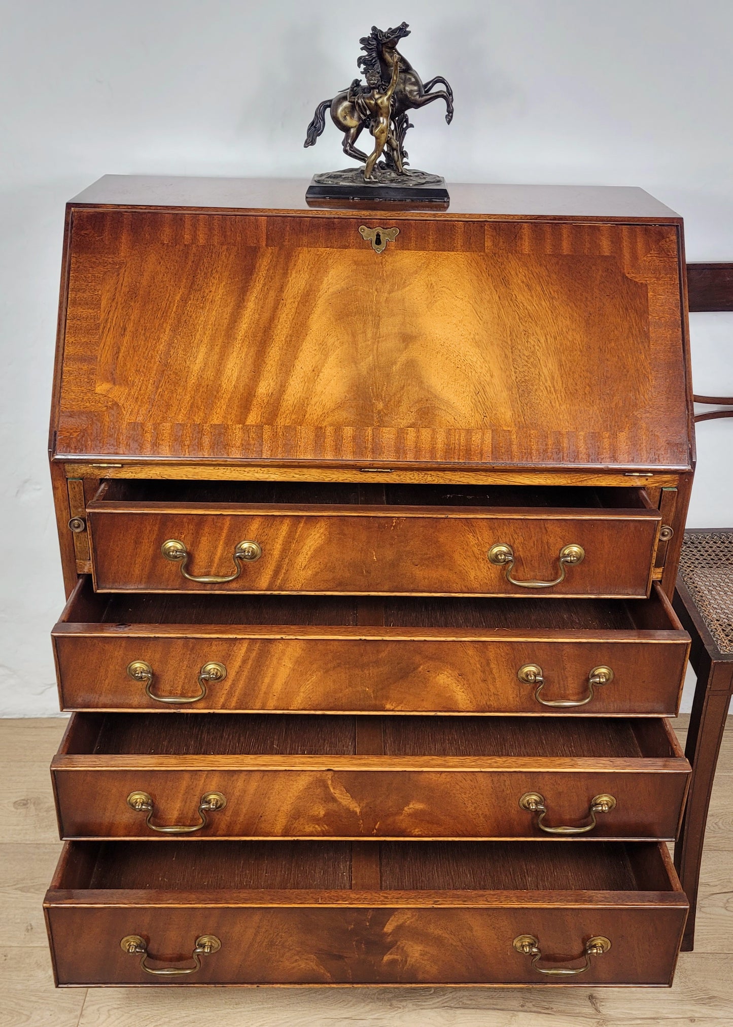 Vintage Writing Bureau Desk Leather 20thC Mahogany 1960s Delivery Available