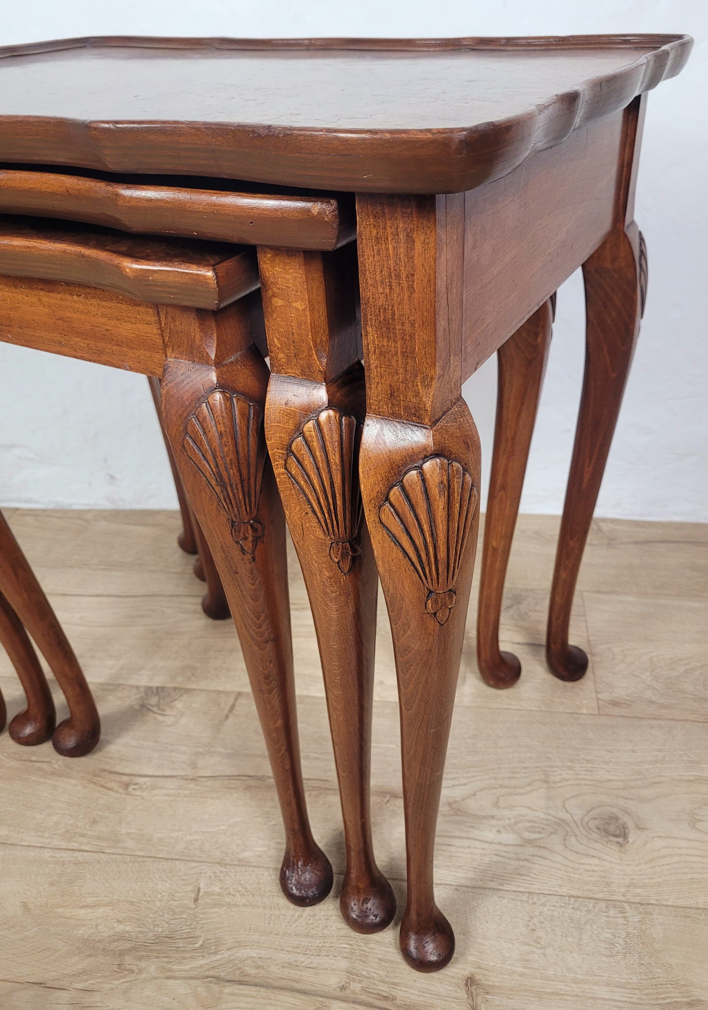 Victorian Nest Of Tables Walnut Shell Knee Carved 19thC Postage Available