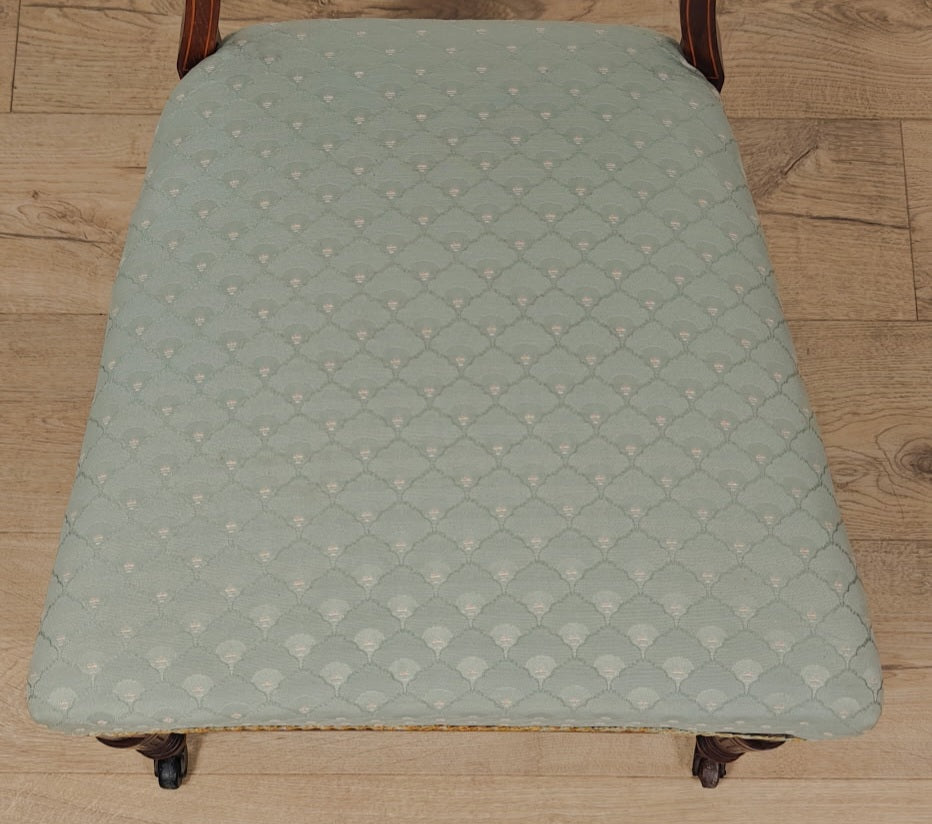 Edwardian Nursing Chair Inlaid Motif Castors Upholstery Postage Available