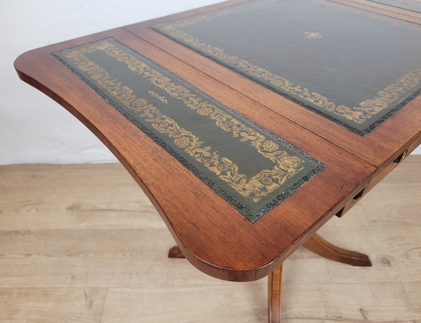 Bevan Funnell Side Table Drop Leaf Leather 1950s Reproduction Postage Available