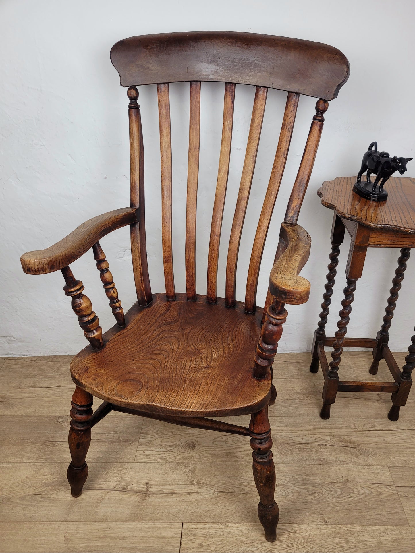 Windsor Kitchen Armchair Victorian Elm Slat Back English Delivery Available
