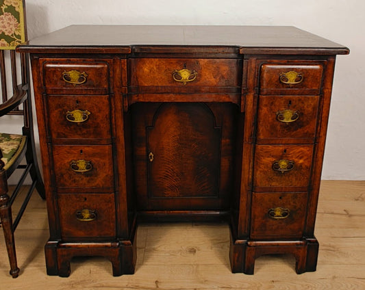 Knee Hole Writing Desk Walnut Key & Lock 18th-Century Style Delivery Available
