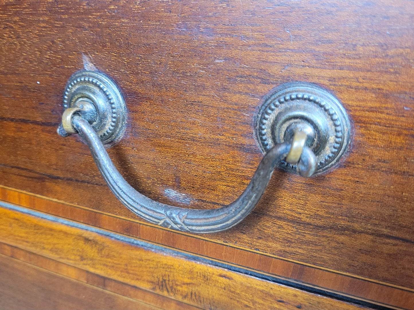 Edwardian Writing Bureau Desk Key & Lock Shell Motif 1910 Delivery Available