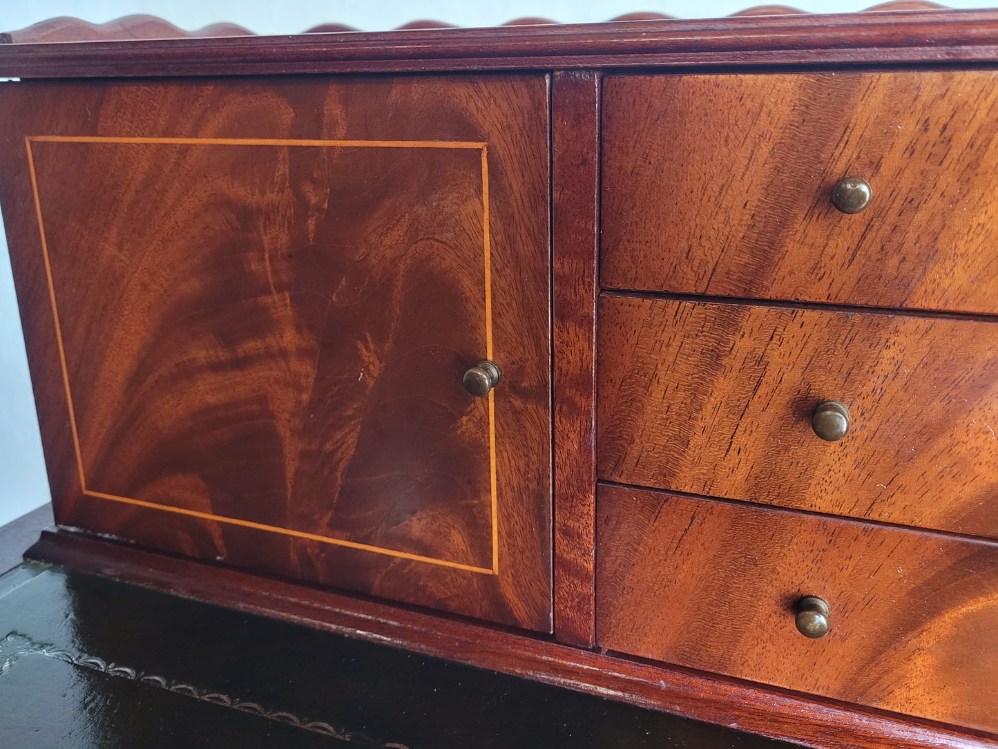 Vintage Ladies Writing Desk Bow Front Sheraton Style 1950s Delivery Available