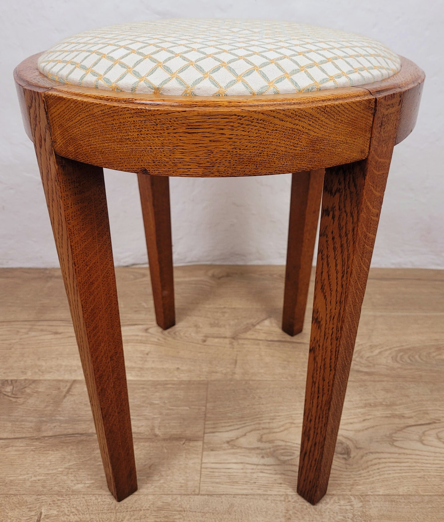Oak Oval Pale Stool Upholstered Antique Postage Available