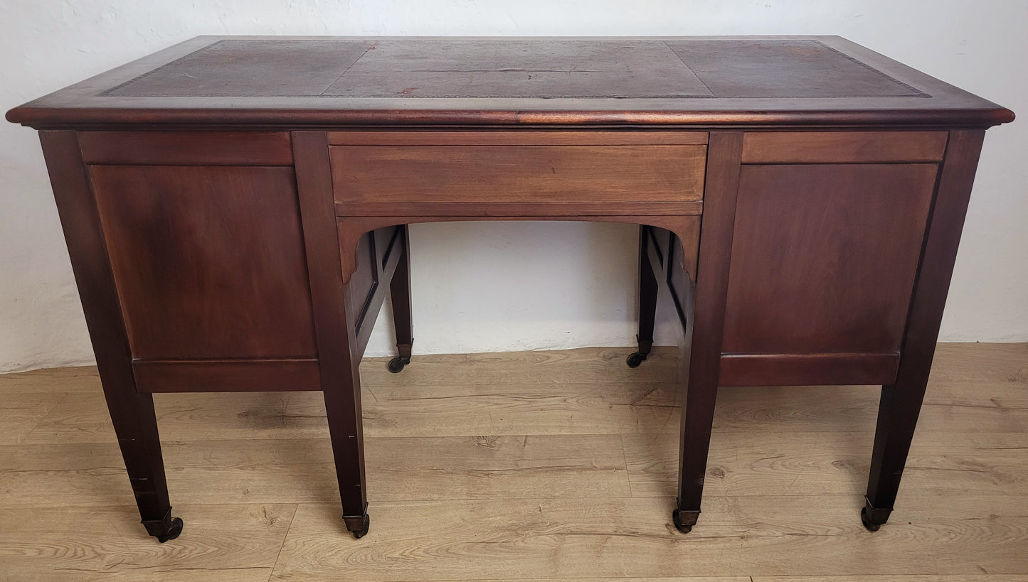 Edwardian Writing Desk Knee Hole Antique Castors Drawers 1910 Delivery Available