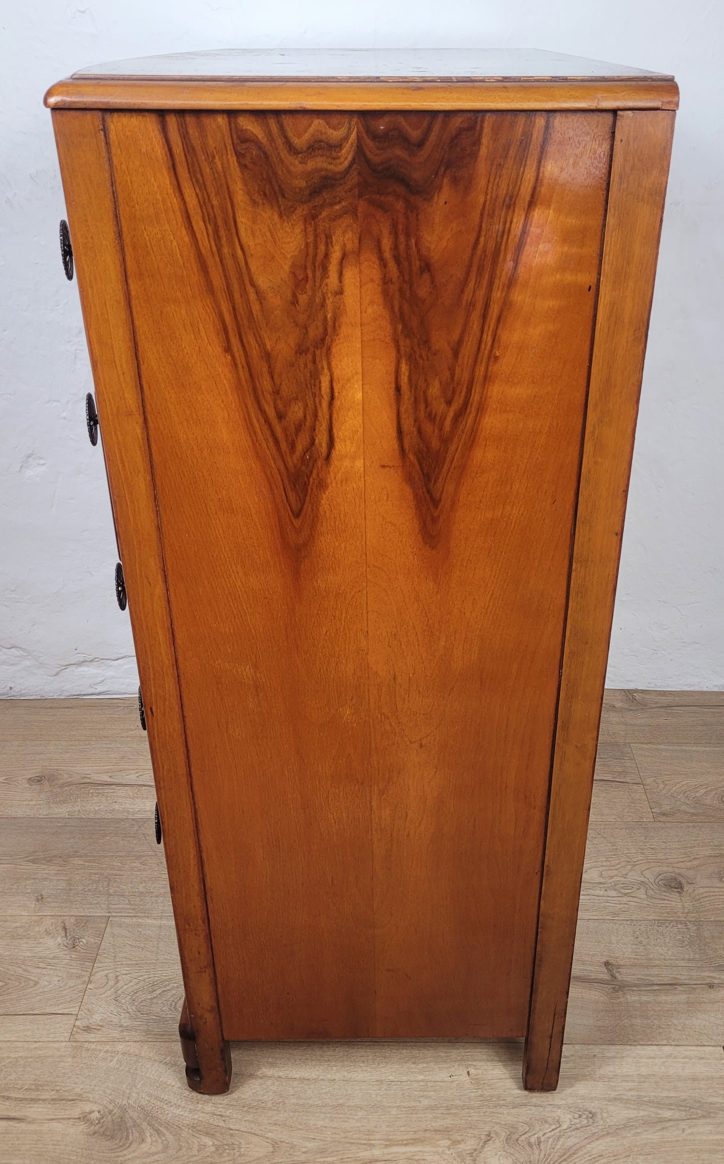 Vintage Chest of Drawers Walnut 1960s Bow Front English Delivery Available
