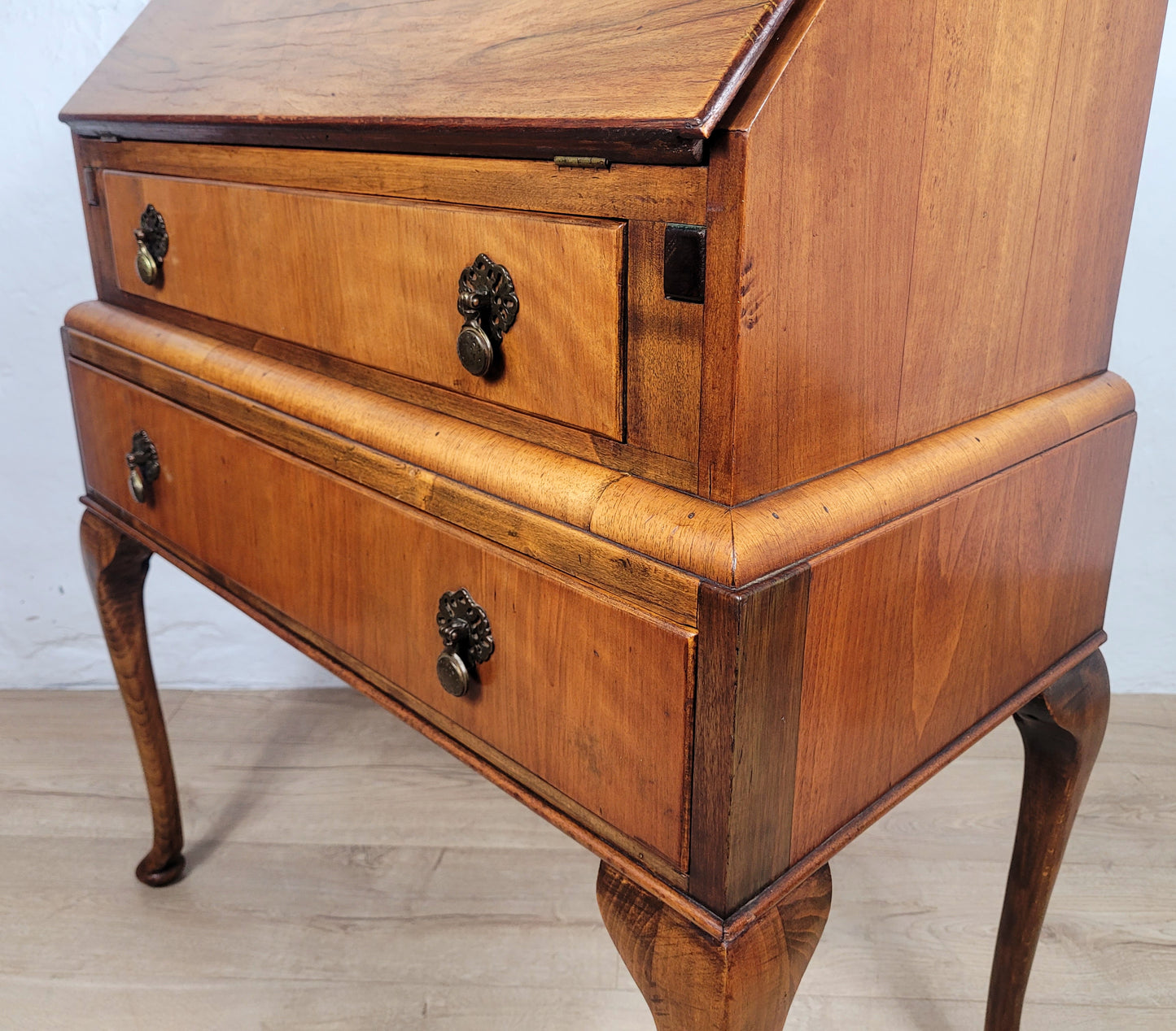Vintage Writing Desk Denby & Spinks Walnut Cabriole Legs 1940s Delivery Available