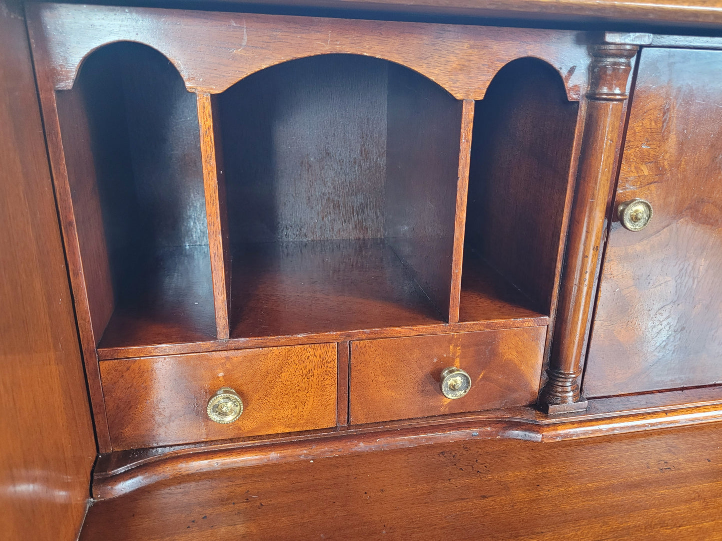 Vintage Writing Bureau Desk Leather 20thC Mahogany 1960s Delivery Available