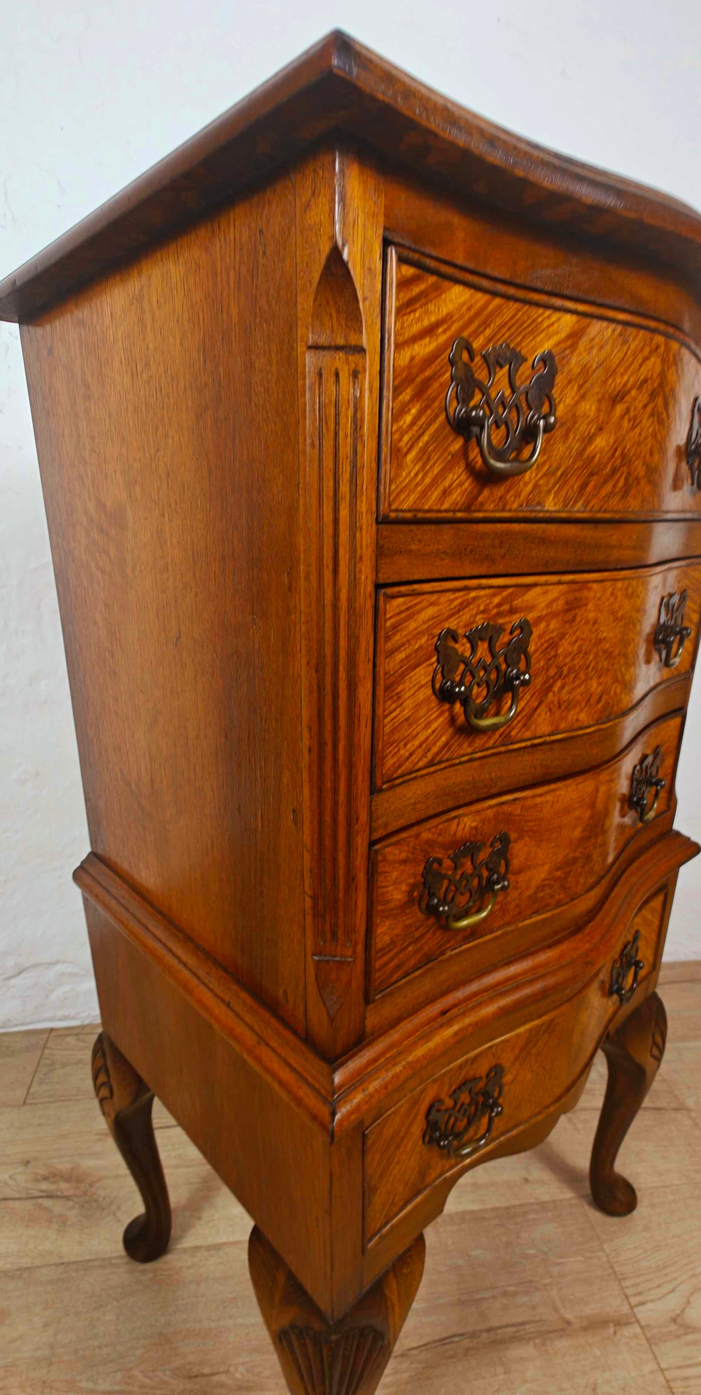 Walnut Chest of Drawers Cabriole Legs Shell Serpentine 1930s Postage Available