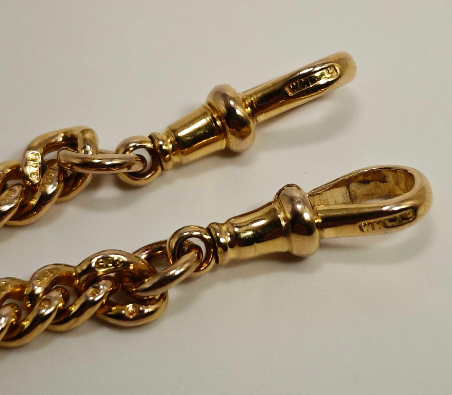 9ct Gold Albert Chain Signed WHWLD 375 Dog Clasp T-Bar Antique Postage Available