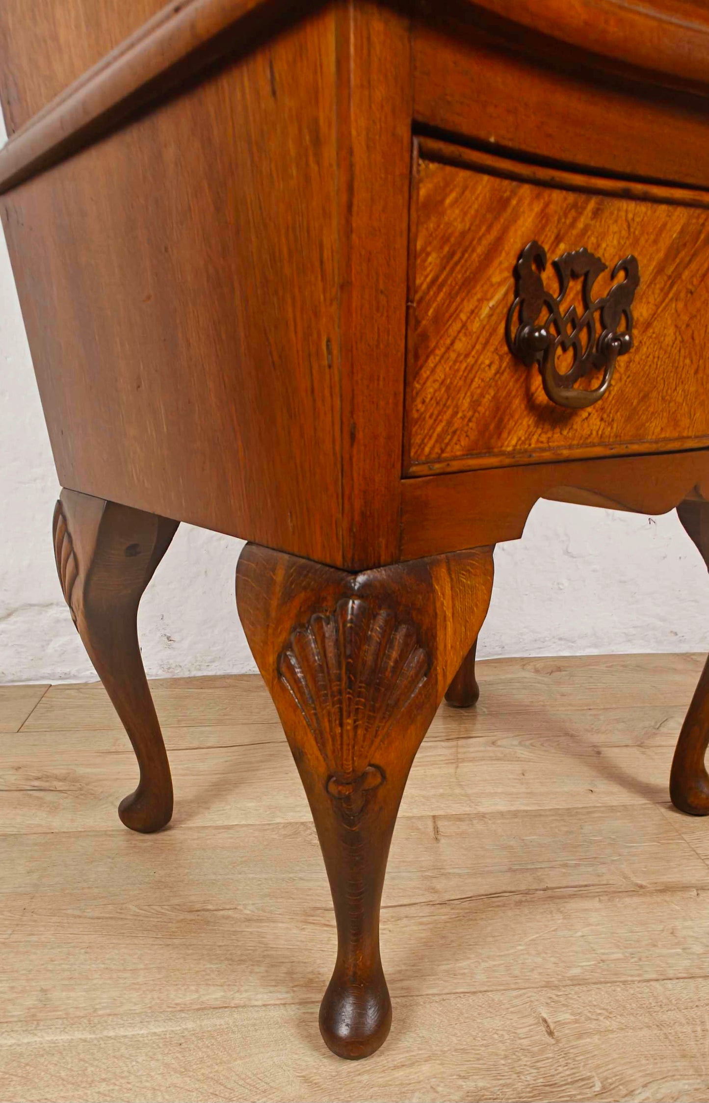Walnut Chest of Drawers Cabriole Legs Shell Serpentine 1930s Postage Available