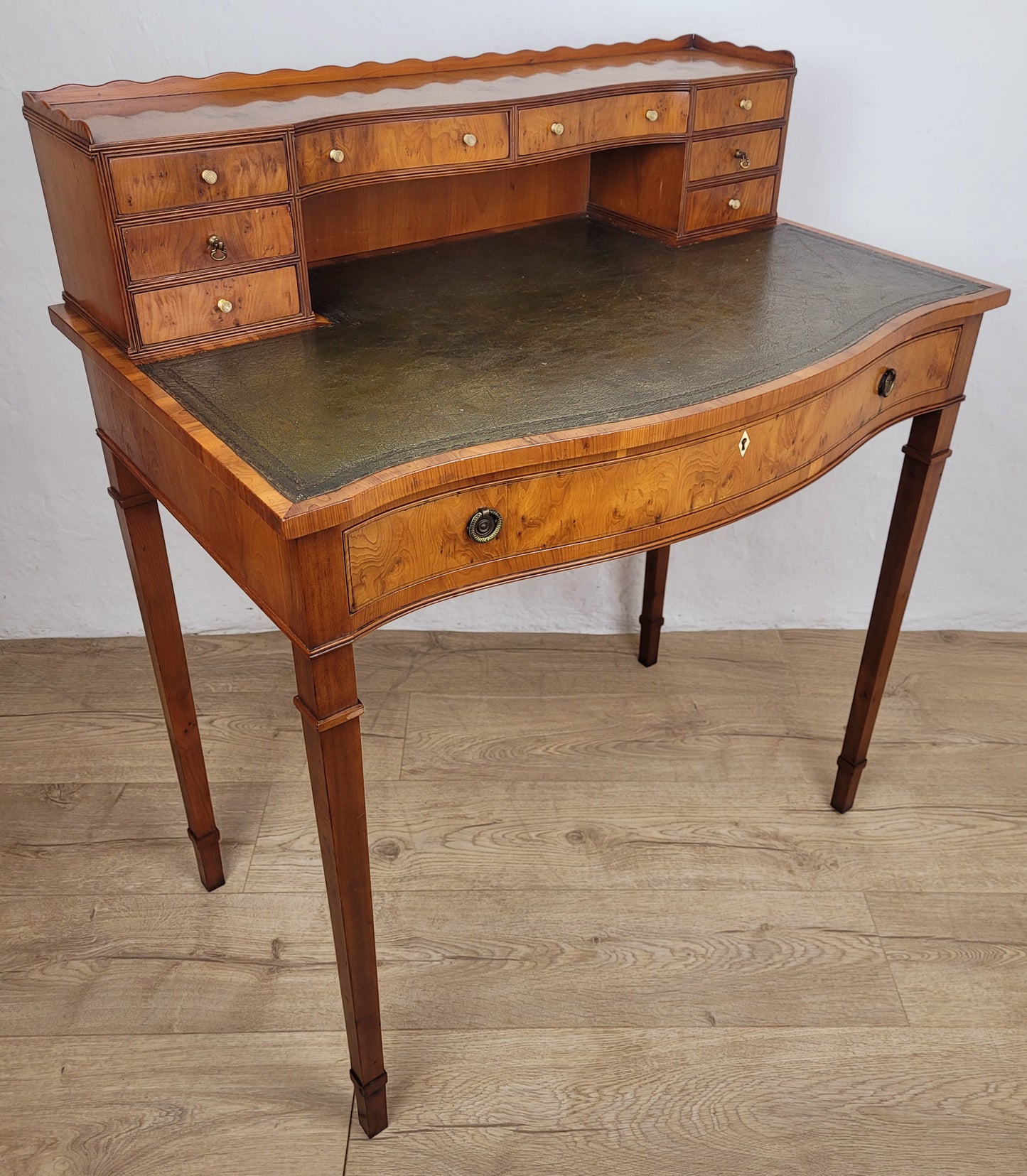 Vintage Ladies Writing Desk Yew Porcelain Drawers 1950s Delivery Available