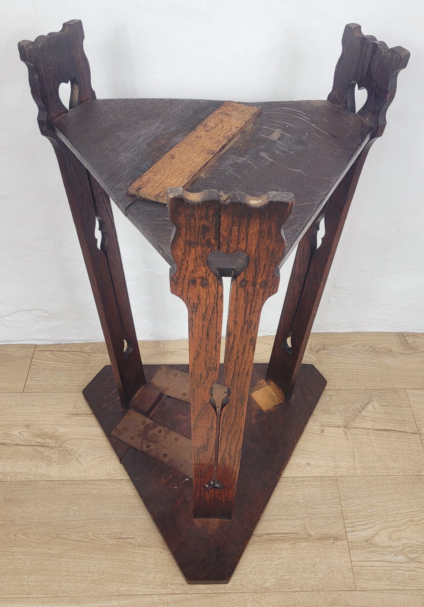 Triangular Occasional Tripod Table English Arts & Crafts 20thC Postage Available