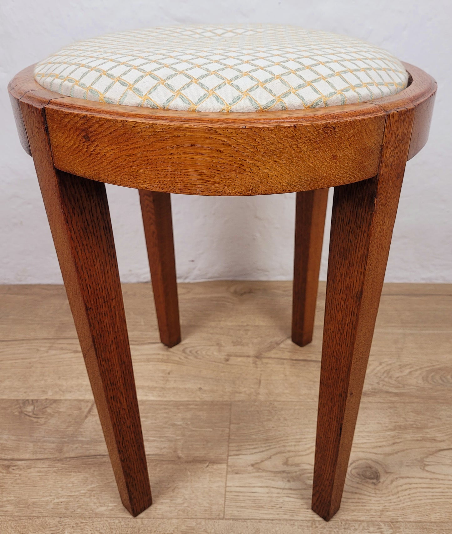 Oak Oval Pale Stool Upholstered Antique Postage Available