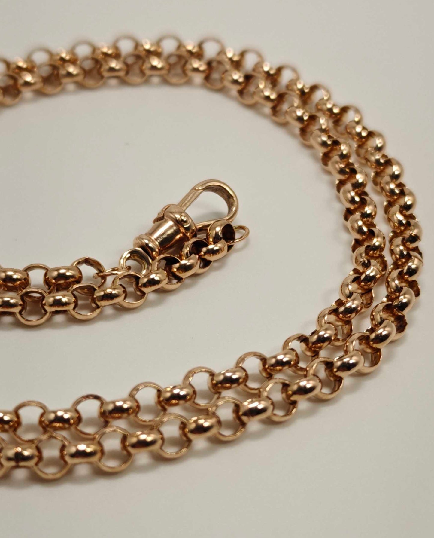 9ct Gold Belcher Necklace Chain 27.2g Albert Dog Clip 26.5" Vintage With Postage