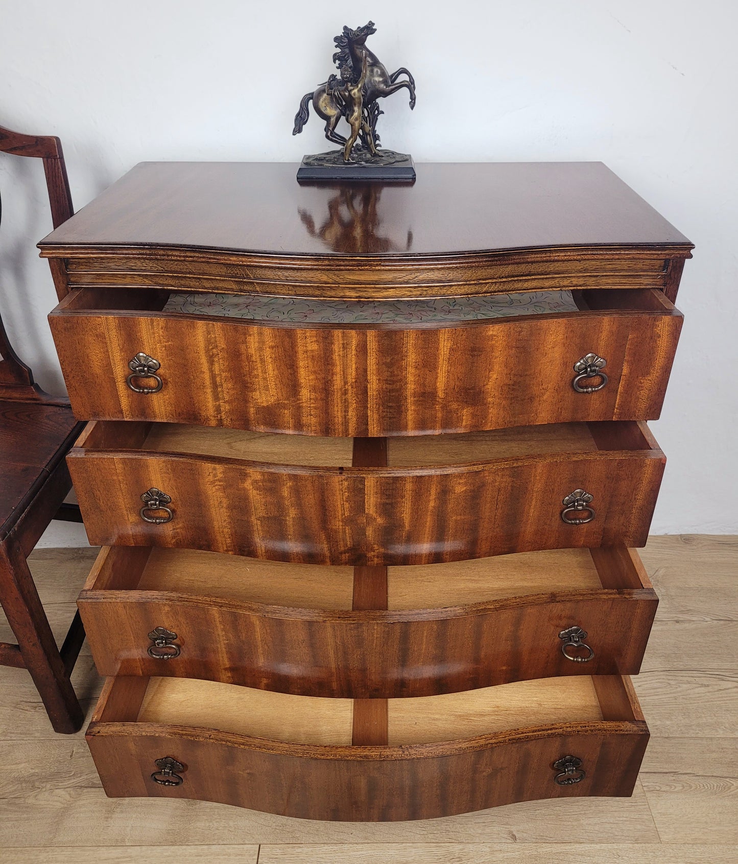 Chest of Drawers 4 Serpentine Front Mahogany Antique English Delivery Available