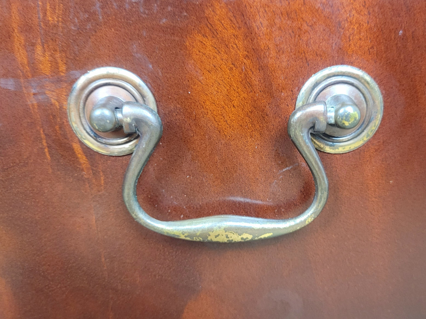 Writing Bureau Desk 20th-C Green Leather Top Drop Handles Delivery Available
