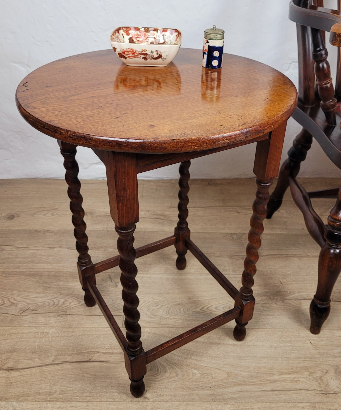 Barley Twist Occasional Table Circular Vintage 1930s English Postage Available
