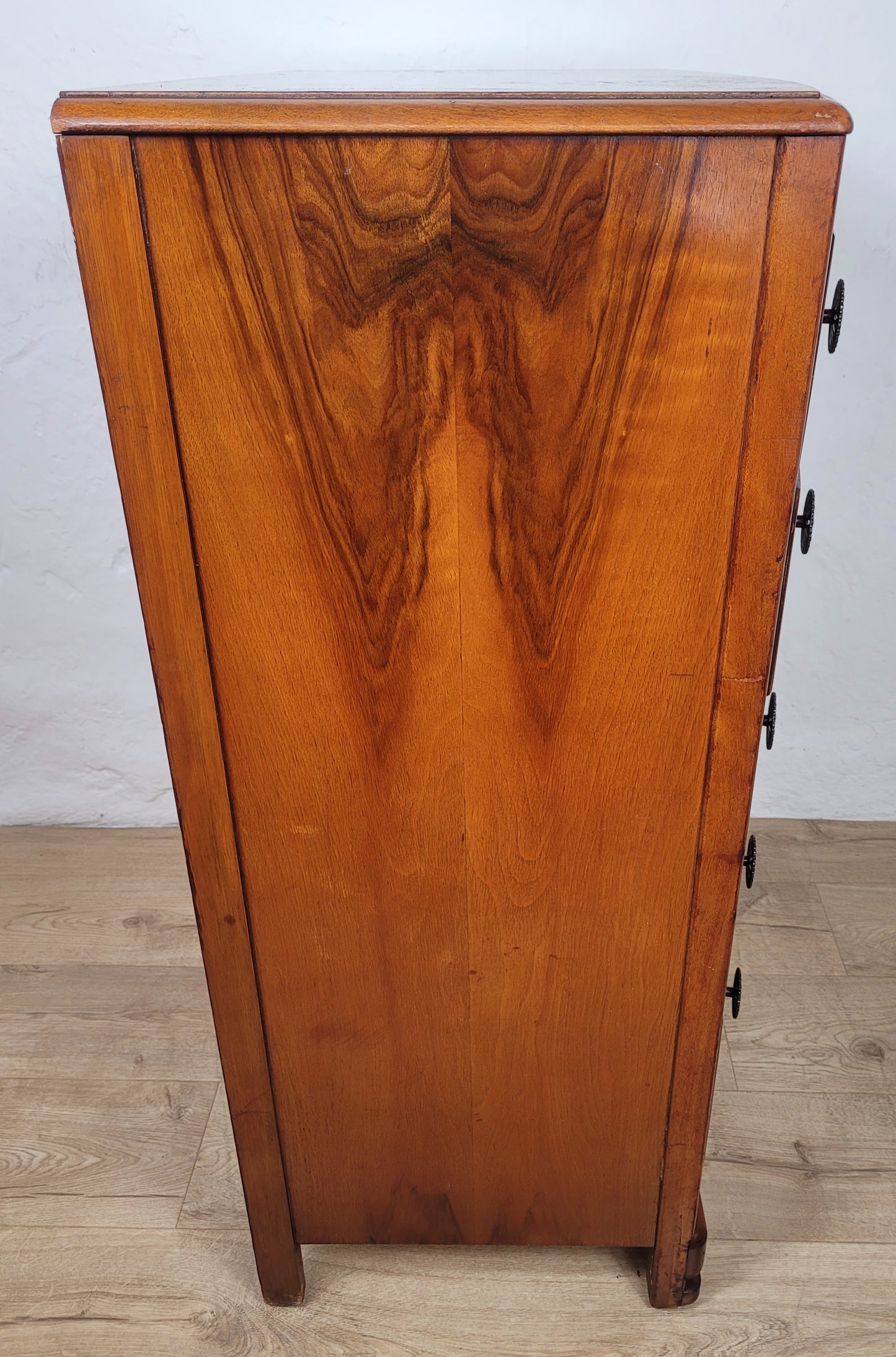Vintage Chest of Drawers Walnut 1960s Bow Front English Delivery Available