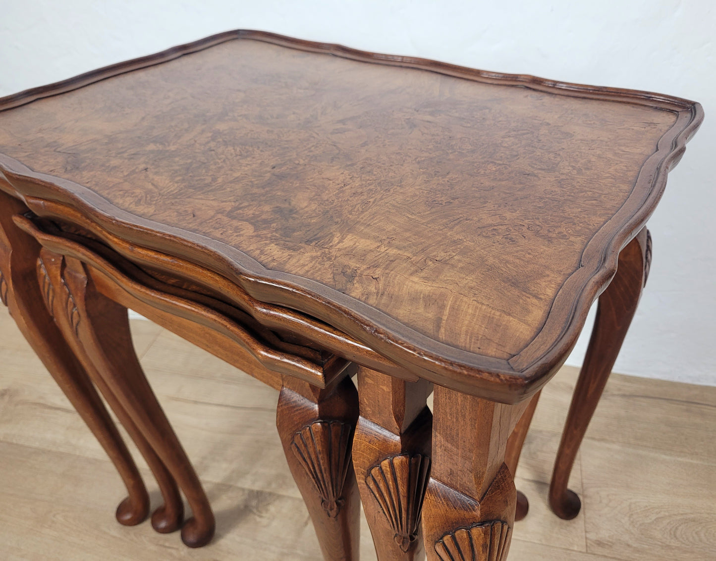 Victorian Nest Of Tables Walnut Shell Knee Carved 19thC Postage Available