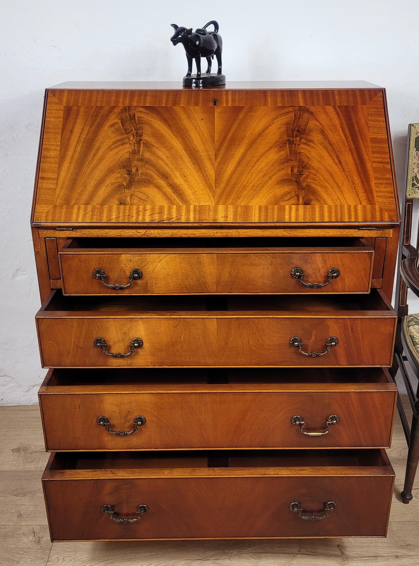 Vintage Writing Bureau Desk Leather 1960's Mid Century Delivery Available