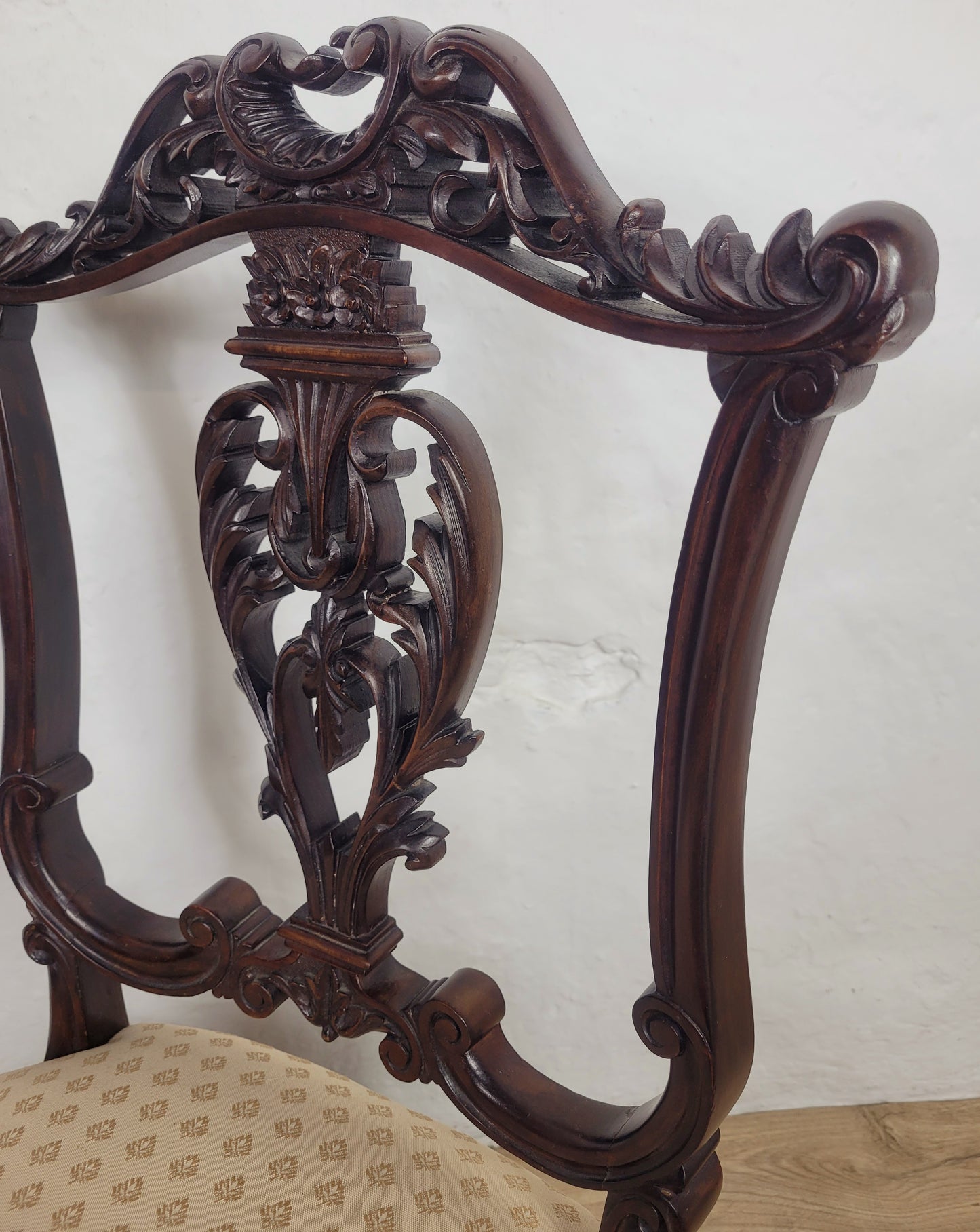 Victorian Nursing Chairs Carved Pierced Foliate Upholstery 19C Postage Available