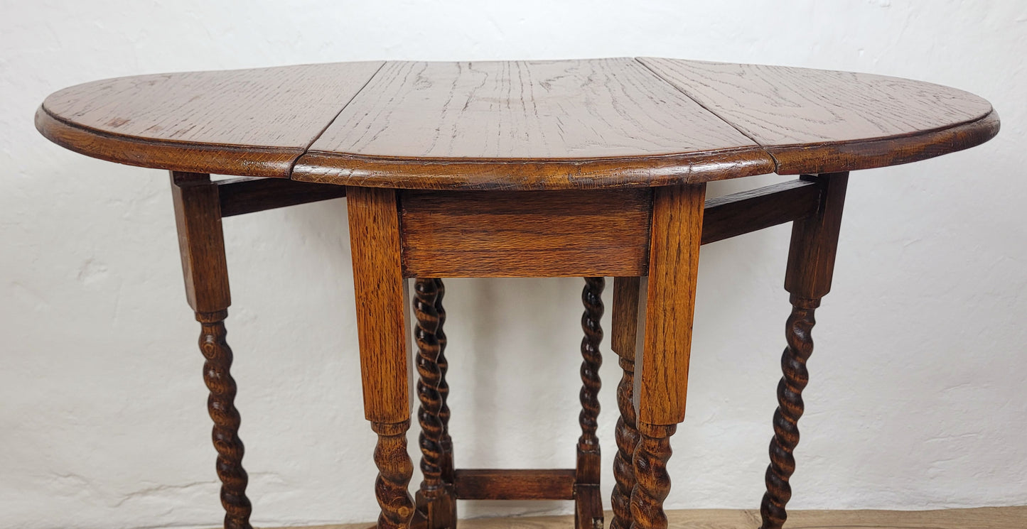 Vintage Drop Leaf Table Gateleg Barley Twist Oak 1930's Delivery Available