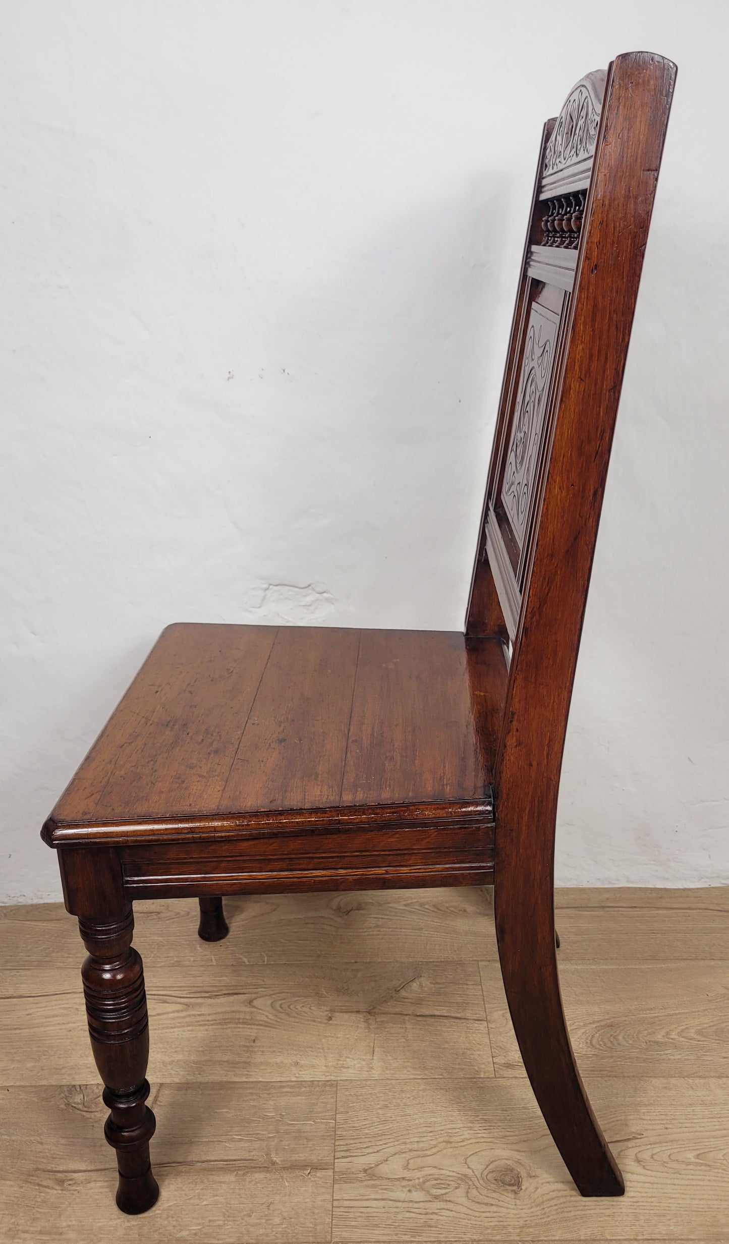 Victorian Kitchen Chair Elm Carved Panel Back 19thC Antique Postage Available