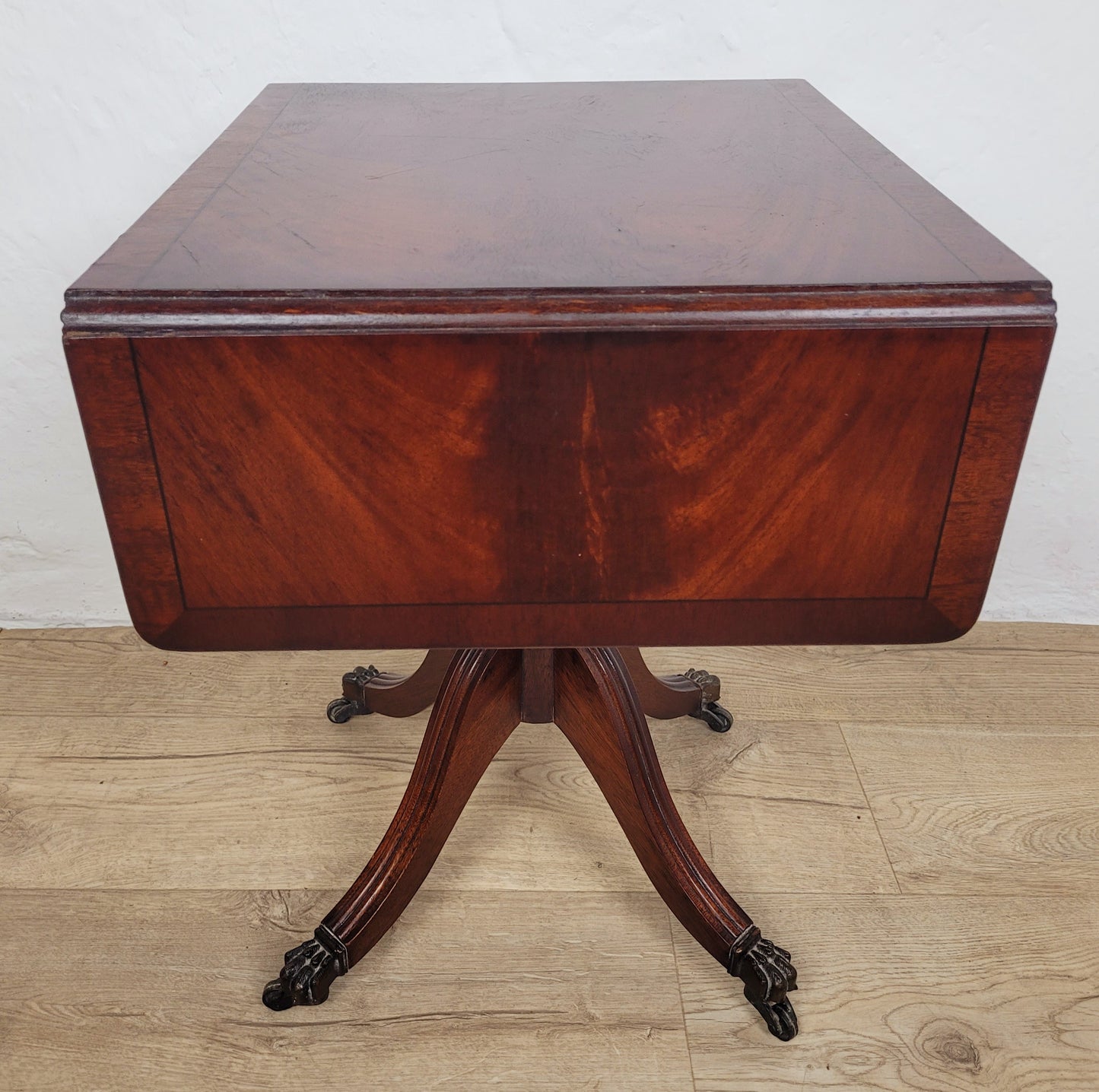 Drop Leaf Side Table Antique Style Castors Mahogany 1950s Postage Available