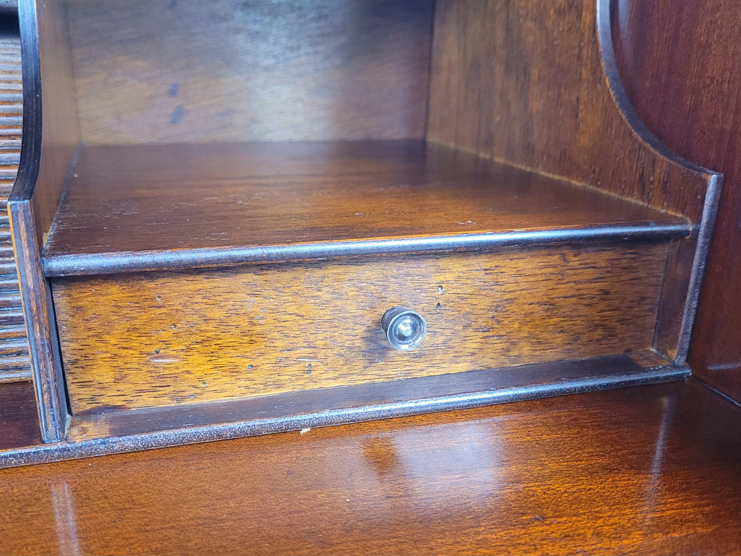 Vintage Writing Bureau Desk Key & Lock Leather 20thC Mahogany Delivery Available